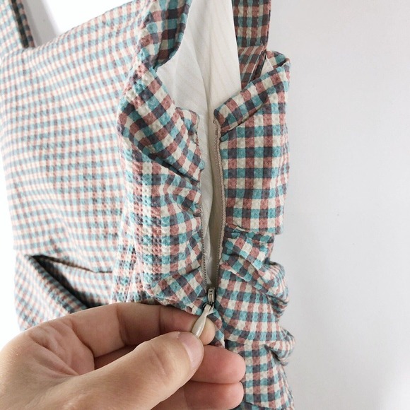 SOLD-Veronica Beard Dress Gingham Seersucker Positano Midi Sleeveless - Picture 8 of 10